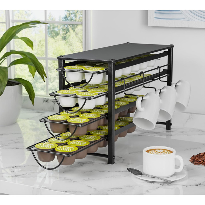 Тримач для капсул кави Dolce Gusto, 5-ярусний металевий ящик для капсул з тихими направляючими та антиковзними ніжками (56 капсул)