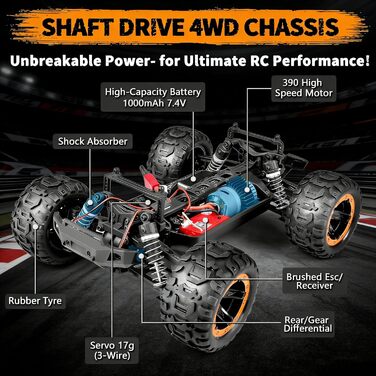 Радіокерований позашляховик HAIBOXING 1:16 4WD 36 км/год - швидкісний монстр-трак, водонепроникний, для дітей та дорослих