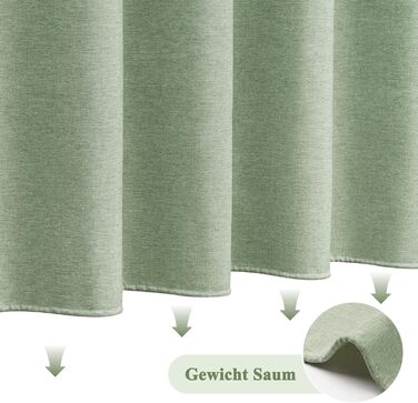 Шторка для душу EurCross з льону, текстурована, зелена, 180x200 см, для ванної кімнати, текстильна, важка, водонепроникна, з 12 кільцями, антибактеріальна, для готелів, поліестер, миється, штора для душу, зелена H200 x B180 см (1 шт.)