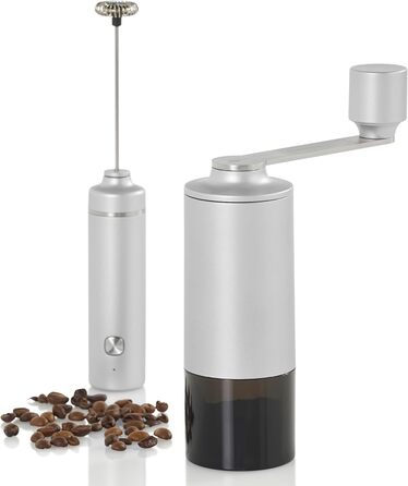 Кавомолка ручна AdHoc MC13 Moro з керамічним жорном CeraCutXL та DirectDrive | Для еспресо, фільтра та френч-прес (Світло-сіра)