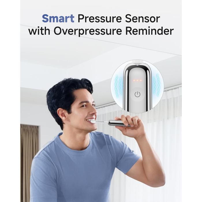 Електрична зубна щітка Laifen Wave Pro з 6 режимами, акумулятор на 70 днів, прозорий корпус (нержавіюча сталь)