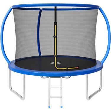 Батут JUMMICO вуличний Ø183/220/290/360 см з сіткою, захисним покриттям та комплектом для монтажу, круглий садовий батут для дітей 220 см синій