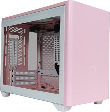 Корпус для ПК Cooler Master MasterBox NR200P Mini-ITX, загартоване скло, відмінне охолодження, вертикальне розташування відеокарти, безінструментальний доступ, рожевий Flamingo