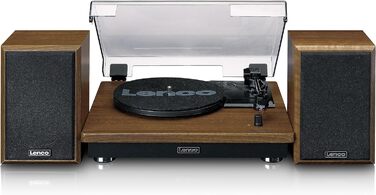 Вініловий програвач Lenco LS-100 Hi-Fi з Bluetooth, зовнішні динаміки 2x10 Вт, ремінний привід, автостоп, дерев'яний корпус