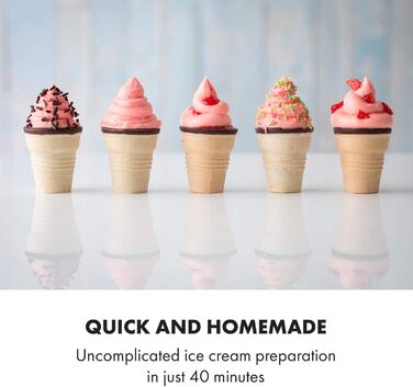 Машина для приготування морозива Klarstein Sweet Sundae, 1.5 л, компресор, 200 Вт, система видачі, авто-охолодження 3 год, авто-очищення, нержавіюча сталь, білий