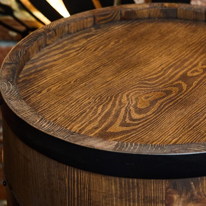 Дерев'яний бар з полицями для вина CREATIVE COOPER Fass - LED підсвітка, 80x50 см, стилістика рустік