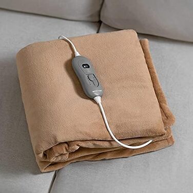 Електрична ковдра ECO-DE ECODE 180x130 см з пультом, 3 режими нагріву, таймер 180 хв (бежева)