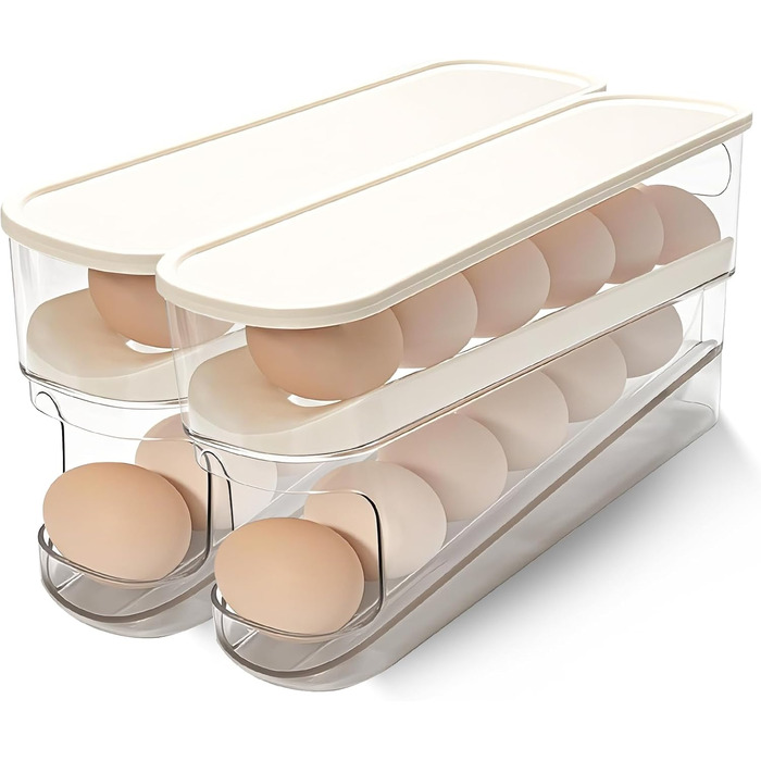 Організатор для яєць Virmate - 2 шт., світло-зелений та кремово-білий, для холодильника