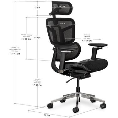 Крісло Mealux S4 Air Black (арт. HF-S4 M/B)