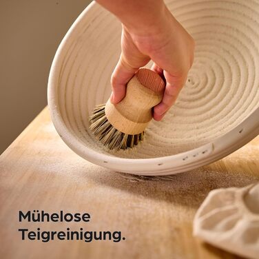 Набір для хліба Praknu: 2 кошики з ротангу, щітка, льонова вставка та мішечок для хліба (30см)