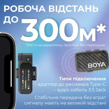 Бездротовий мікрофон BOYA MIC 2-02 Type-C/TRS Black