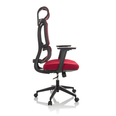 Офісний крісло / Крісло з обертанням ERGOMY, сидіння з тканини / спинка з сітчастої тканини, червоний колір, mybuero