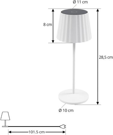 LED-лампа Lindby на акумуляторі з датчиком дотику, бездротова, портативна, для дому та саду, IP54, білий матовий