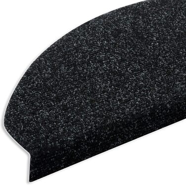 Килимки casa pura Textile Fibre Step Mats - 15 шт. самоклеящих, антрацитові напівкруглі, захист сходів для приміщень