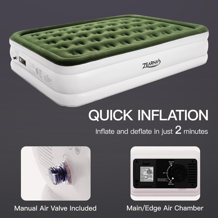 Надувний матрац для двох осіб 203x152x40 см з електричним насосом, самонадувний, для дому