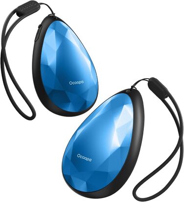 Електричні грілки для рук OCOOPA 2 шт., стильні, у формі діаманта з магнітом, перезаряджаються, для жінок, подарунок на Новий рік, для Рейно, піших прогулянок, кемпінгу, блакитні