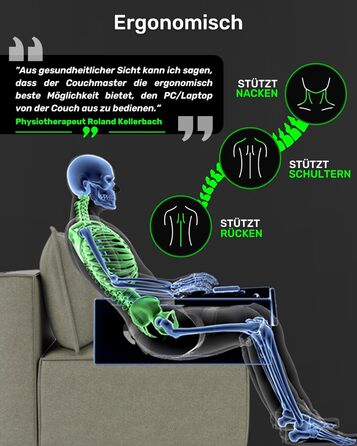 Couchmaster CYCON³ Black HORIZONLIGHT – стіл для ноутбука для геймінгу, чорний, з USB-хабом