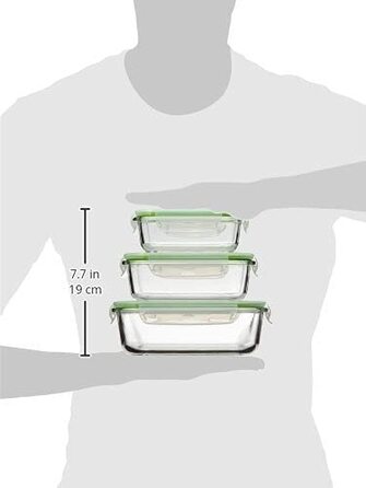 Скляні банки для зберігання продуктів Click-it набір з 4 шт. / Посудомийна машина мікрохвильова піч і морозильна камера / кришка з силіконовим кільцем ущільнювача і 4-х клацальним замком смарагдово-зелений (6 шт.)