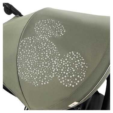 Дитяча коляска Hauck Robuster Runner 2 з великими повітряними колесами, амортизацією, захистом від сонця SPF 50+, великим москітним вікном, регульованою ручкою та функцією лежання для дітей від народження до 22 кг, складана (Mickey Mouse Olive)