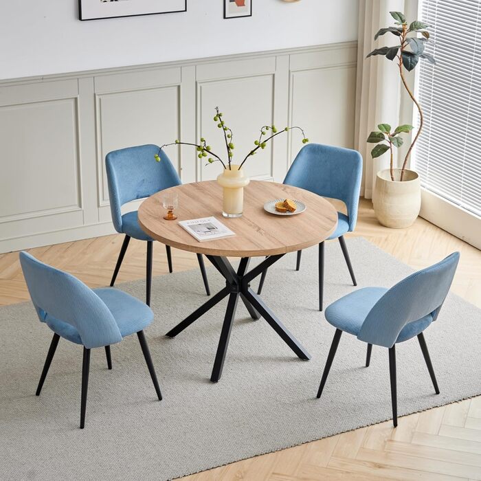 Набір стільців для їдальні, кухні, вітальні, спальні, блакитні, 6 шт.