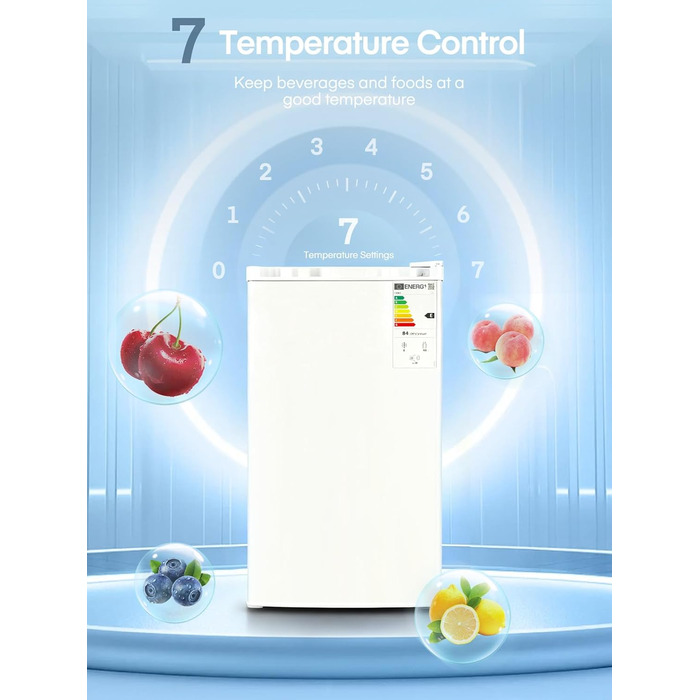 Компактний холодильник FOHERE на 90л з морозильною камерою, регулюванням температури (7 рівнів) та відділенням для овочів, білий