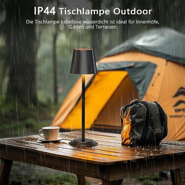 LED настільна лампа Bonsery 2 шт. Бездротова, 5200mAh, металева, 3 кольори, регулювання яскравості, портативна, вологостійка, 2 висоти (24/37,5 см) для дому, бару, кемпінгу (чорний з деревом)