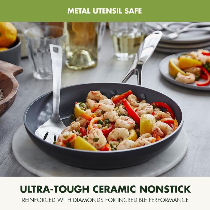 Набір сковорідок GreenPan Valencia Pro з антипригарним покриттям Hartelox, 26 см та 30 см, не містить PFAS, з нержавіючою ручкою, для індукційних плит, безпечний для здоров'я