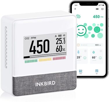 Вимірювач якості повітря Inkbird IAM-T1: CO2, температура, вологість, тиск. Електронний екран, 4 роки роботи від батареї, для дому та офісу