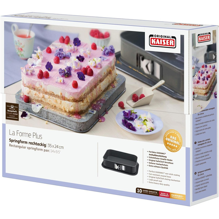 Форма для випічки Kaiser La Forme Plus прямокутна 35 x 24 см з емальованим дном, антипригарне покриття, для торту, тирамісу