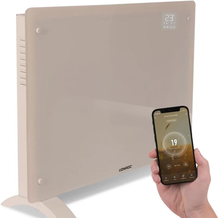 Електричний конвекторний обігрівач VONROC - 1500W, білий. Економний обігрівач для дому, 15-24 м²