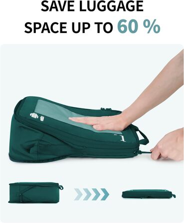Набір компресійних органайзерів для подорожей ECOHUB, 5 предметів, для валізи та рюкзака, темно-зелений