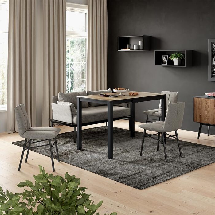 Розсувний обідній стіл Vicco Granny, 120x70 см, дуб/антрацит, 80-120x76x70 см