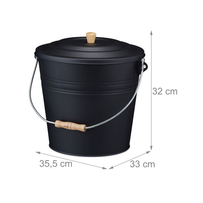 Відро для сміття Relaxdays чорного кольору з кришкою, 12 літрів