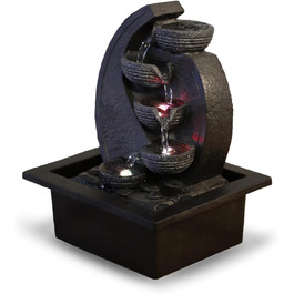 Джерело води Zen'Light Zimmerbrunnen V2 з 4 рівнями, імітація натурального каменю та кольоровим LED-підсвічуванням. Сучасна декор для столу, ідеально для медитації та релаксації. Висота 26 см. Унікальний дизайн.