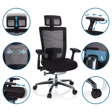 Крісло офісне NOVA PRO I ALU Тканина чорна hjh OFFICE