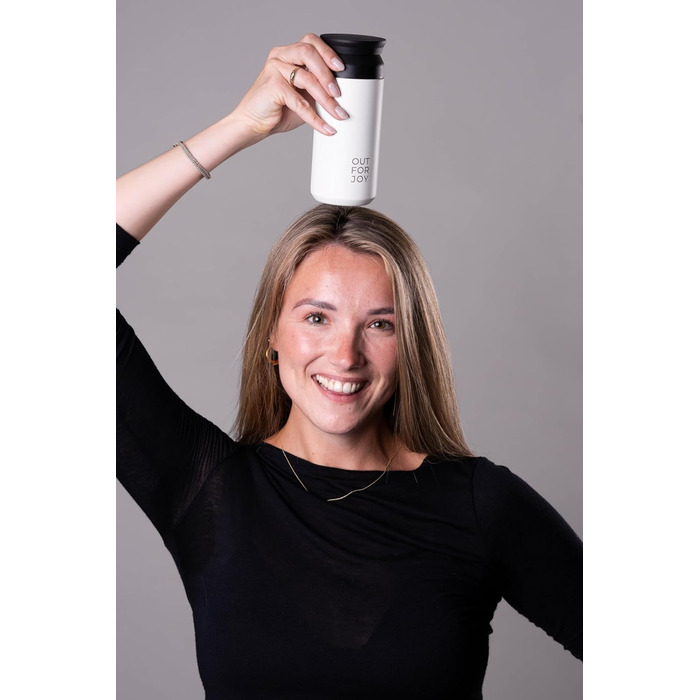 Термокружка з нержавіючої сталі 350 мл | Термокружка для кави та чаю на винос | З подвійними стінками, ізольована, не протікає | Подорожна термокружка | Зберігає тепло до 4 годин / холод до 8 годин (Білий Шовк)