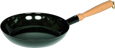 Сковорода дерев'яна 30, CLASSIC - BLACKMAILLE, 30 см, висота 14,2 см, емаль, чорна, дерев'яна ручка, індукційна, 0561-022
