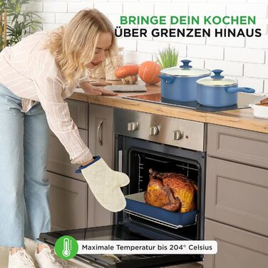 Набір посуду NutriChef 54 елементи: сковороди, каструлі, кухонні аксесуари, ножі, форми для випічки, для приготування здорової їжі (синій)