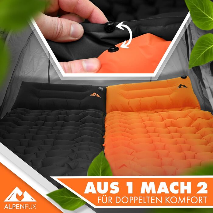Спальний килимок Alpenfux Відкритий надувний матрац для кемпінгу, походів і кемпінгу надувний, надлегкий і невеликий розмір рюкзака (помаранчевий)
