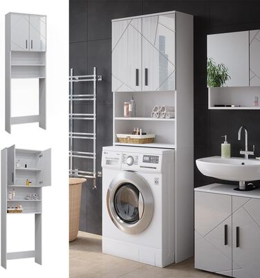 Шафа для пральної машини Vicco Irma, білий глянець, 64x190,5 см, ванна кімната