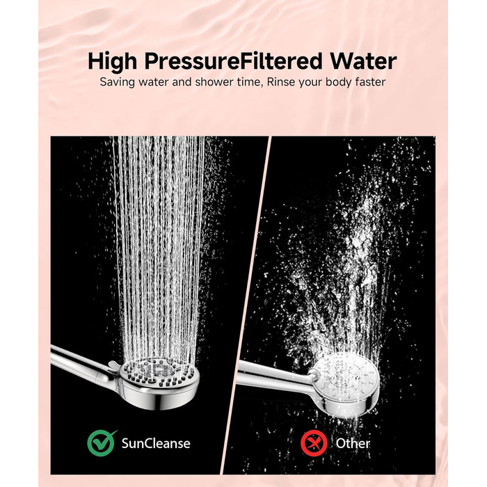 Фільтр для душу SunCleanse з ручним душем, 9 режимів, чорний (хром)
