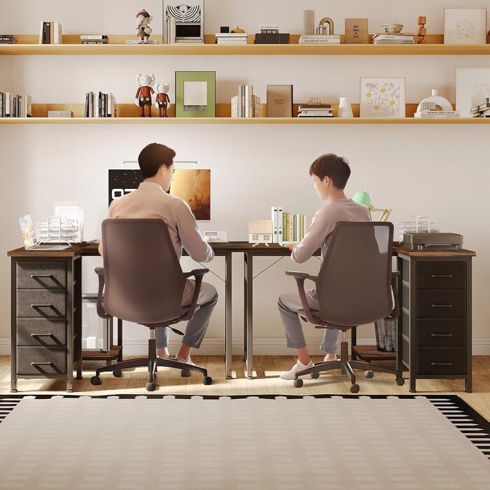 Комп'ютерний стіл Coleshome L-подібний, 120x70 см, 4 шухляди, для офісу/кабінету/спальні, вінтажний коричневий