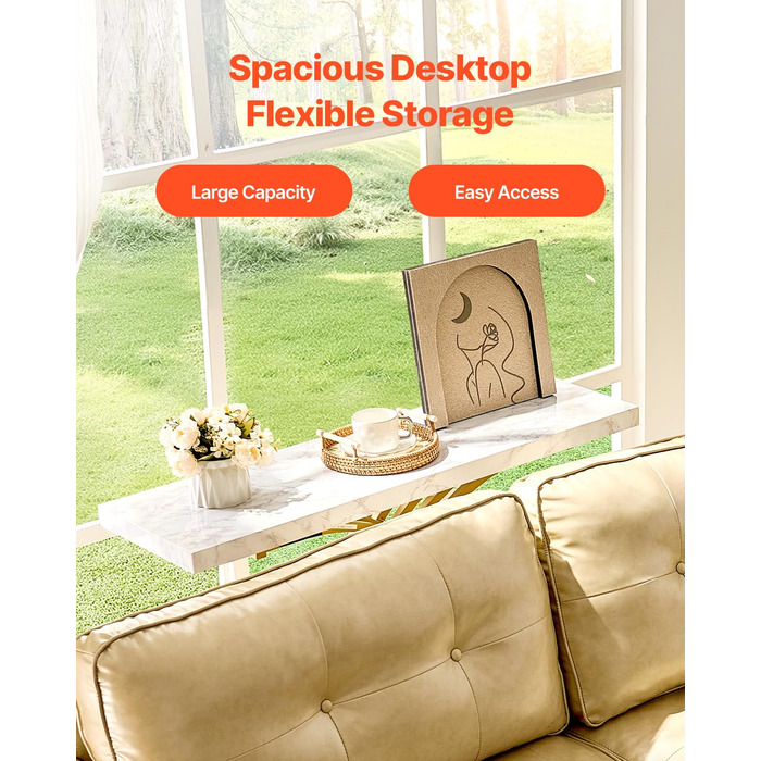 Вхідний консольний столик VEVOR 100 см - вузький, міцний, з металевим каркасом. Ідеально для передпокою, вітальні, спальні. Витримує до 49,9 кг.