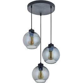 Підвісний світильник Light Experiences 3-полум'я KALETE Металеві скляні сфери з графіту E27 стильний підвісний світильник обідній стіл вітальня Чорний, графітовий круглий