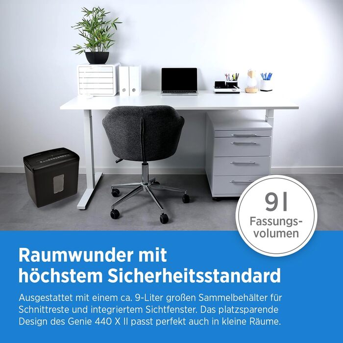 Шредер Genie 440 X II: безпечне знищення документів P4, автоматичний старт/стоп, об'єм кошика 9L, чорний | Для дому та офісу