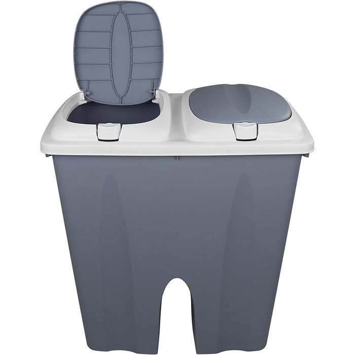 Відро для сміття TW24 Duo 2x25l пастельне з кришкою і вибором кольору, відро для сміття, збирач сміття, система поділу сміттєвих баків, відро для сміття (синє)