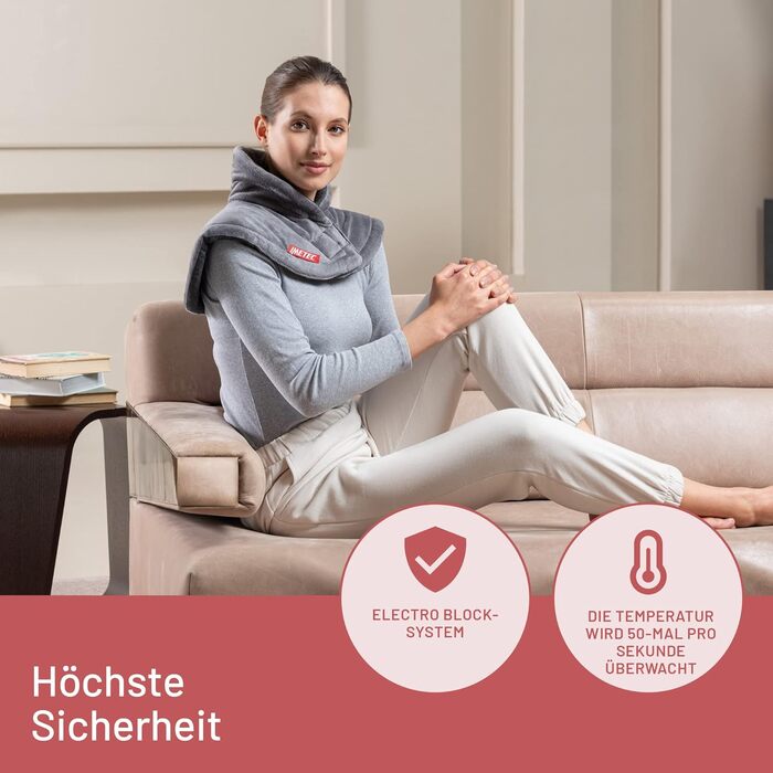 Грелка для шиї та плечей Imetec Intellisense: 5 температур, електрозахист, швидко гріє, пральна машина, 47x52 см