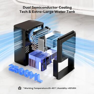Електричний осушувач повітря 2500 мл з автоматичним вимкненням та системою відтавання, 7 кольорів підсвічування, тихий осушувач для дому, портативний, білий (чорний)