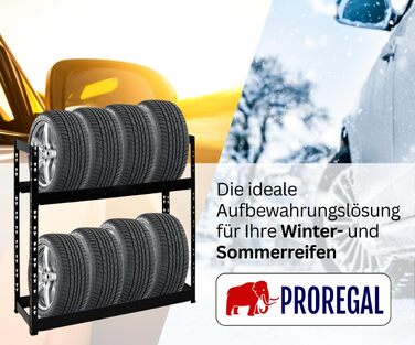 Стійка для шин PROREGAL Tiger: 100x110x35 см, 150 кг навантаження, до 8 шин, 2 яруси, чорний колір