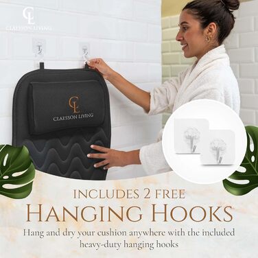 Подушка для ванни повного тіла 125x43 см - килимок для ванни з підголовником для підтримки шиї, спини та ніг - з мішком для прання та подорожей та гачком для швидкого сушіння - (Чорний)